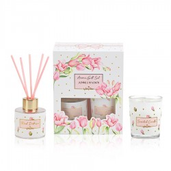 Σετ δώρου κερί και αρωματικό χώρου jasmine and hyacinth