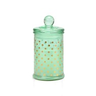 Wax tall glass bright gold polka dot