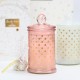 Wax tall glass pink gold polka dot