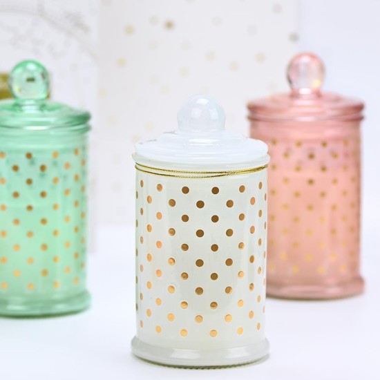 Wax tall glass pink gold polka dot