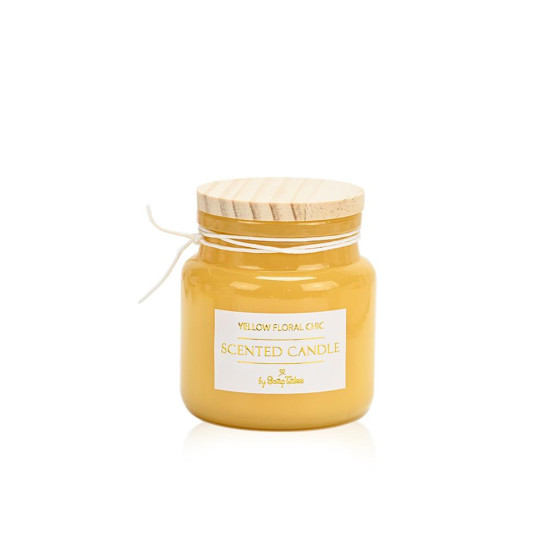 Wax yellow floral chic with wooden lid