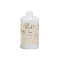 Wax tall glass with flowers white gold