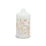 Candle tall glass white with flowers