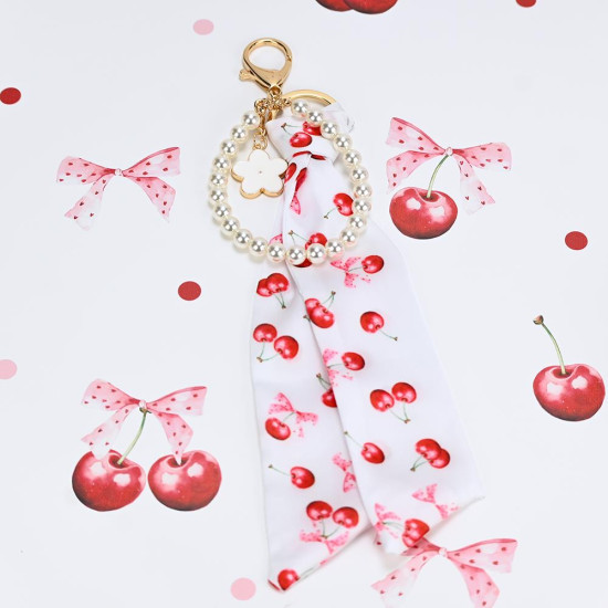 Charm με μαντιλάκι και πέρλες cherry