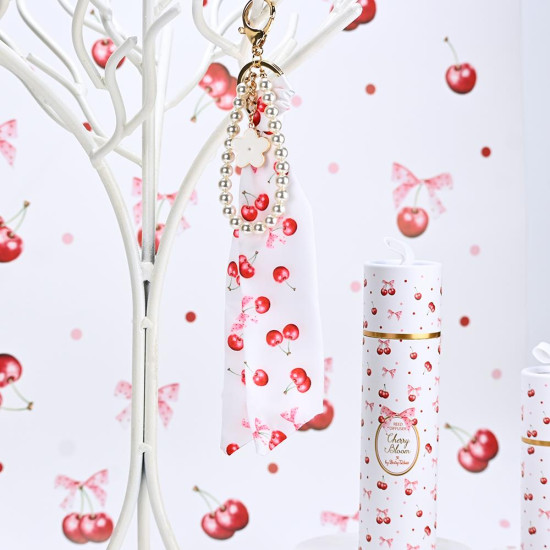 Charm με μαντιλάκι και πέρλες cherry
