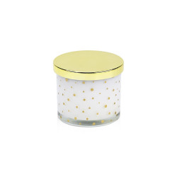 Κερί λευκό με χρυσά πουά και χρυσό καπάκι