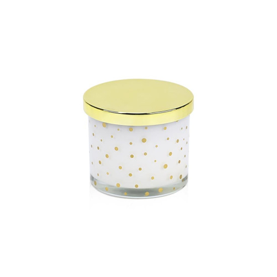 Κερί λευκό με χρυσά πουά και χρυσό καπάκι