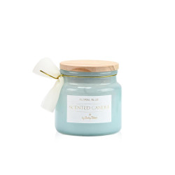 Κερί floral blue με ξύλινο καπάκι