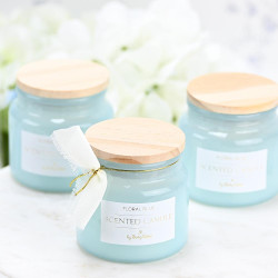 Κερί floral blue με ξύλινο καπάκι