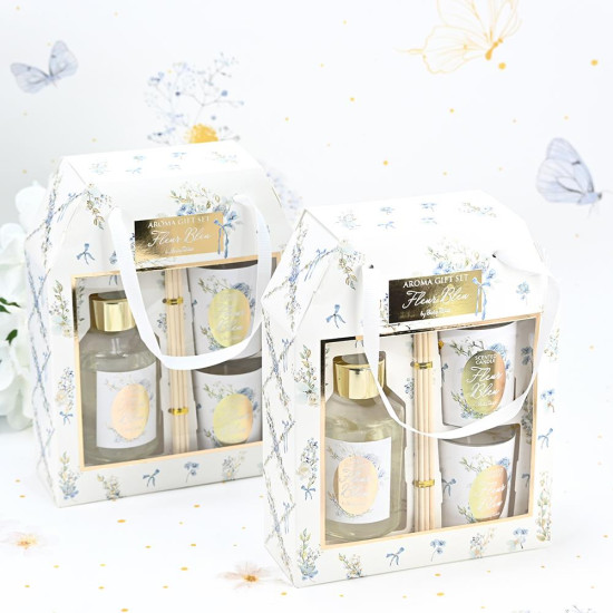 Σετ δώρου αρωματικό χώρου 100ml και κεριά fleur bleu
